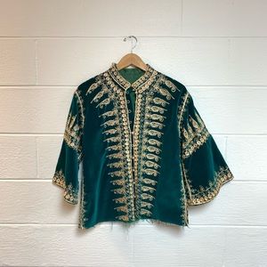 Free People Embroidered Velvet Jacket